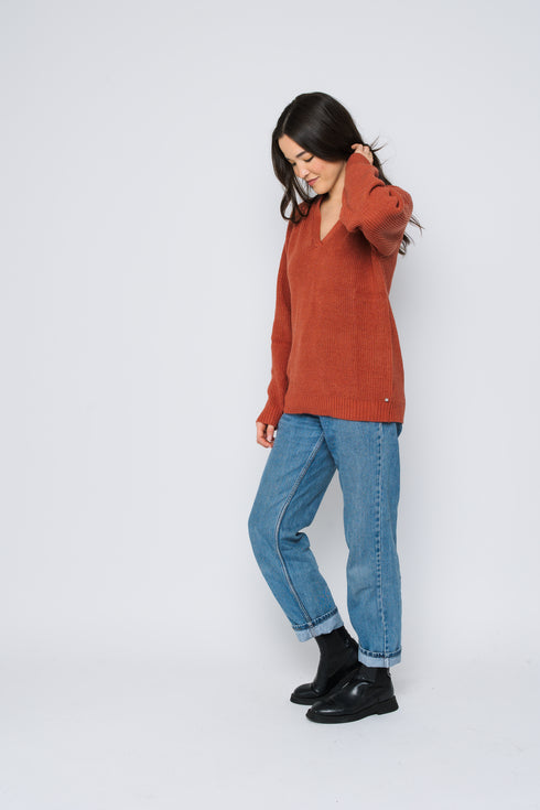 Christy-Mock Neck Split Front Pullover